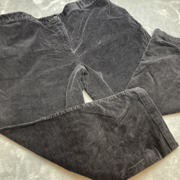 L L Bean Corduroy Pants Womens 24W Black Straight Leg Elastic Back Waist Stretch - Picture 1 of 9